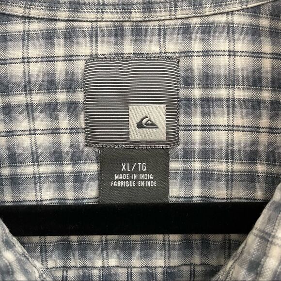 QUICKSILVER GRAY/BLUE CHECKERED BUTTON DOWN Longsleeve Shirt cotton XL‎ - Picture 4 of 7